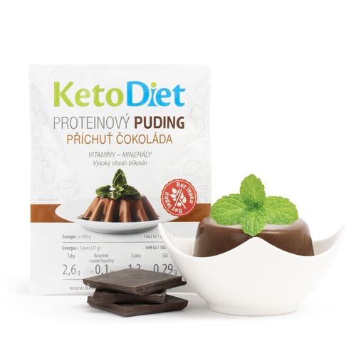 KetoDiet Proteínový puding s čokoládovou príchuťou (7 porcií) - 100% keto diéta