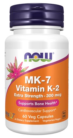 NOW MK-7 Vitamin K2, 300 mcg, Extra silný, 60 rostlinných kapslí