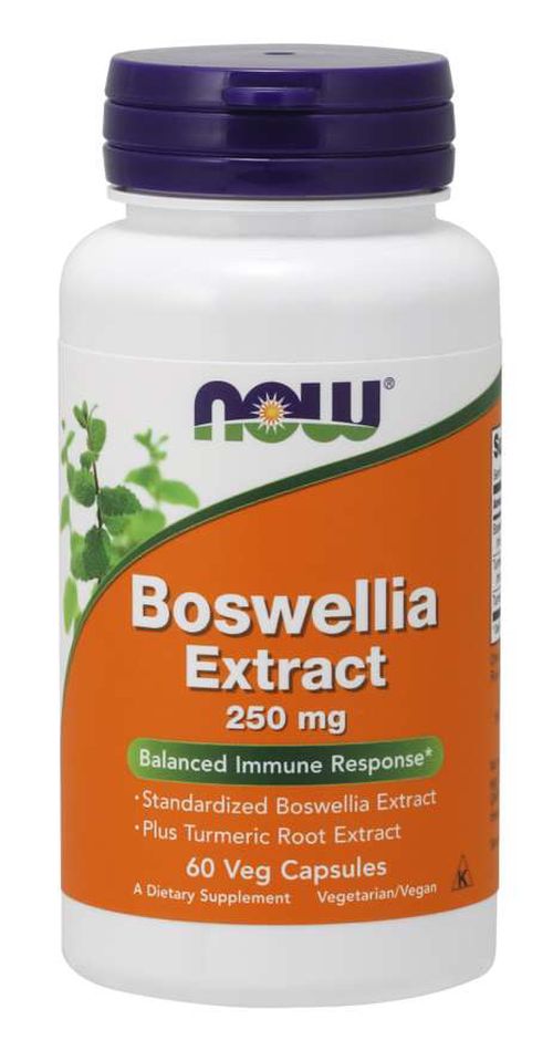 NOW® Foods NOW Boswellia Extrakt + Extrakt z kurkumy, 250 mg, 60 vegetariánských kapslí