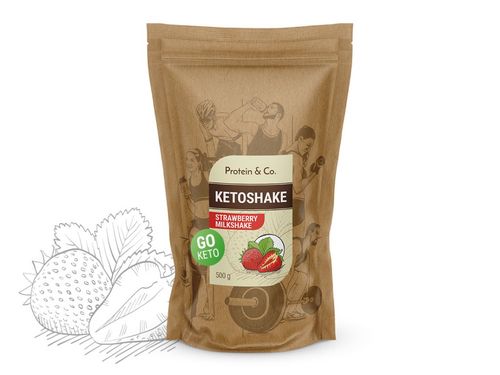 Protein&Co. Ketoshake - proteínový diétny koktail Príchut´: Strawberry milkshake, Množstvo: 500g