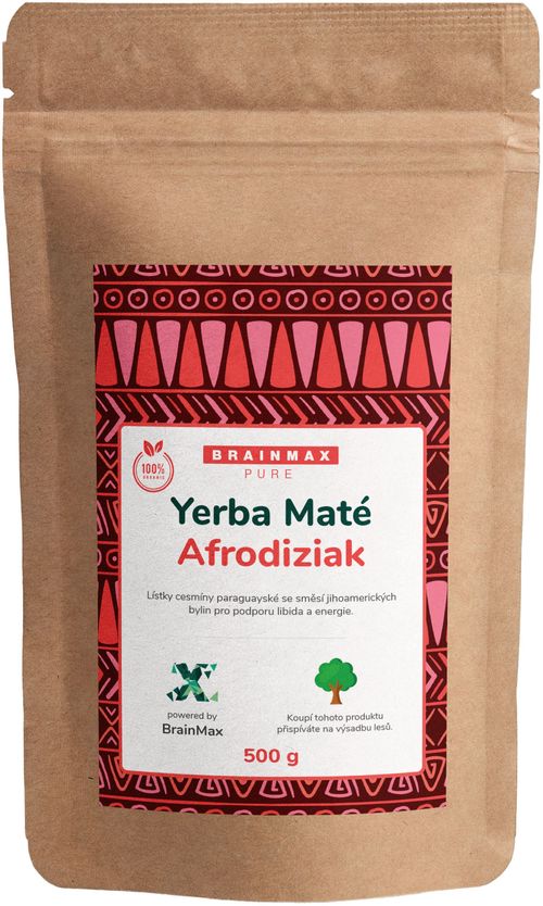 BrainMax Pure Organic Yerba Maté - Afrodiziak, 500 g