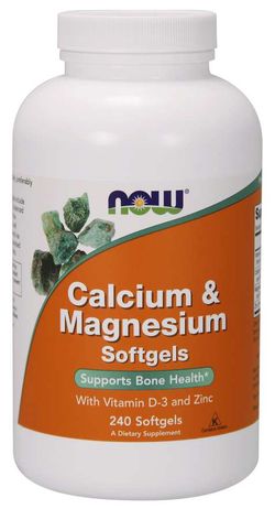 NOW® Foods NOW Calcium & Magnesium, with Vitamin D-3 and Zinc, Vápník + Hořčík + Vitamín D3 a Zinek, 240 softgelových kapslí