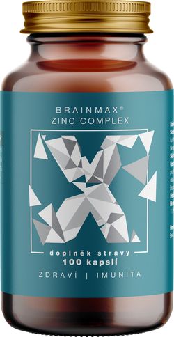 BrainMax Zinc Complex, zinok, selén, meď a kurkuma, 100 rastlinných kapsúl