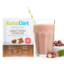 KetoDiet Proteínový nápoj príchuť lieskový oriešok a čokoláda (7 porcií) - 100% keto diéta