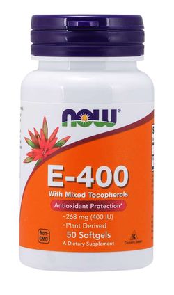 NOW® Foods NOW Vitamin E 400 IU s tokoferoly, 50 softgelových kapslí