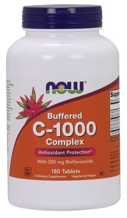 NOW® Foods NOW Buffered Vitamin C-1000 Komplex s 250mg bioflavonoidů, PH neutrální Vitamín C, 180 tablet